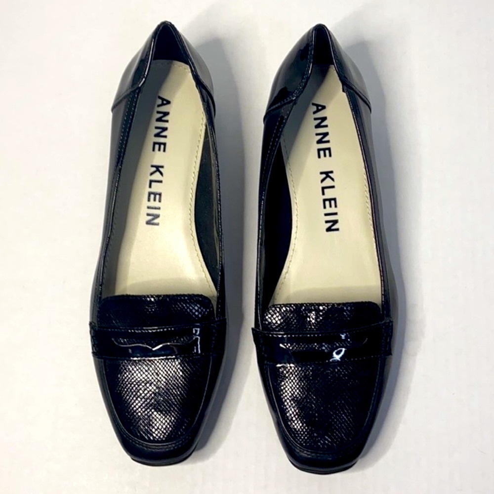 Anne Klein flats loafers shoes mixed textures of faux snakeskins matte leather 8